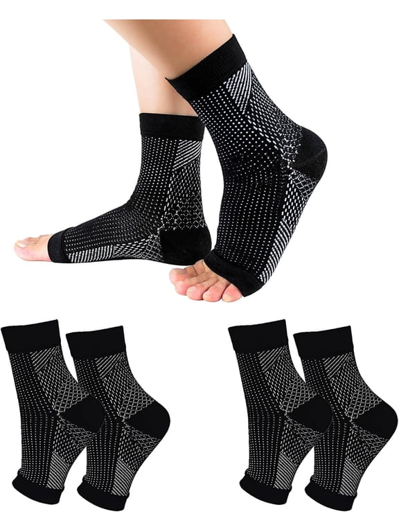 2 Pairs Neuropathy Socks for Women and Men, Soothe Socks for Neuropathy Pain, Toeless Compression Ankle Socks, Ankle Brace Plantar Fasciitis Relief