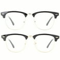 thumbnail image 1 of 2 Pairs Newbee Fashion - Vintage Oval Stylish Retro Celebrity Classic Half Frame High Fashion Clear Lens Glasses, 1 of 1