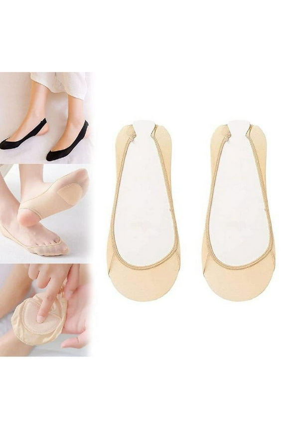 2 Pairs No Show Socks Women, Sock Style Ball of Foot Cushions for Women, Low Cut Liner Socks Socks Nonslip Liner Socks Invisible Socks ,Ball of Foot Support Relief Pain, Beige