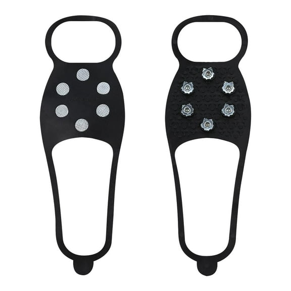 2 Pairs Non Slip Gripper Spike Ice Traction Cleats Walk Traction Cleat Ice Snow Grips for Shoes, Boot with 6 Steel Studs Crampons