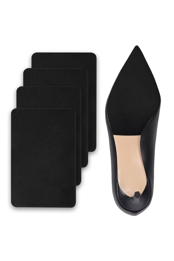 2 Pairs Non Slip Shoes Pads Adhesive Silicone Shoe Sole Protectors High Heels Anti-Slip Sticker Shoe Grips Rubber on Bottom of Leather Shoes Women Comfort Wear-Resistant (Black) B106
