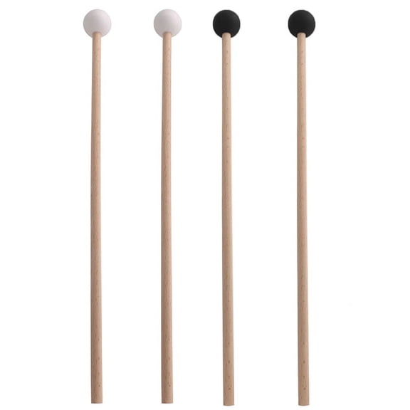 2 Pairs Of Rubber Drumsticks Percussion Instrument Parts Xylophone/Marimba Mallets Hammer -3 Rubber Head