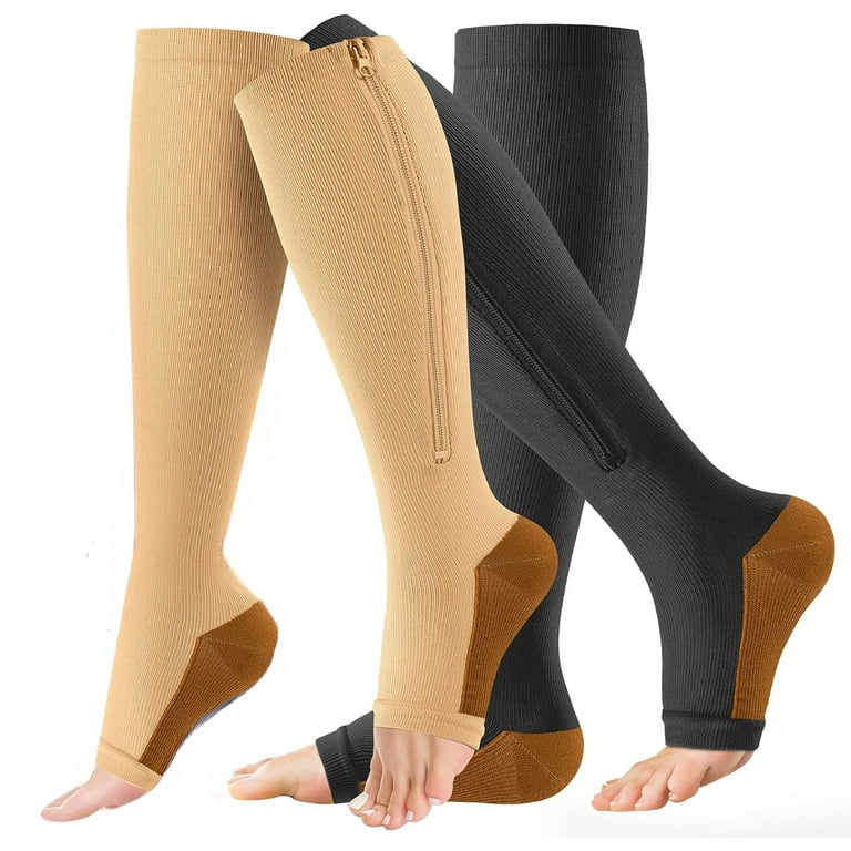Pairs Of Zipper Compression Socks Knee High Men Women 15