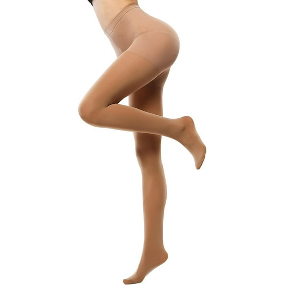 2 Pairs Opaque Tights for Women High Waist Control Top Soft Pantyhose