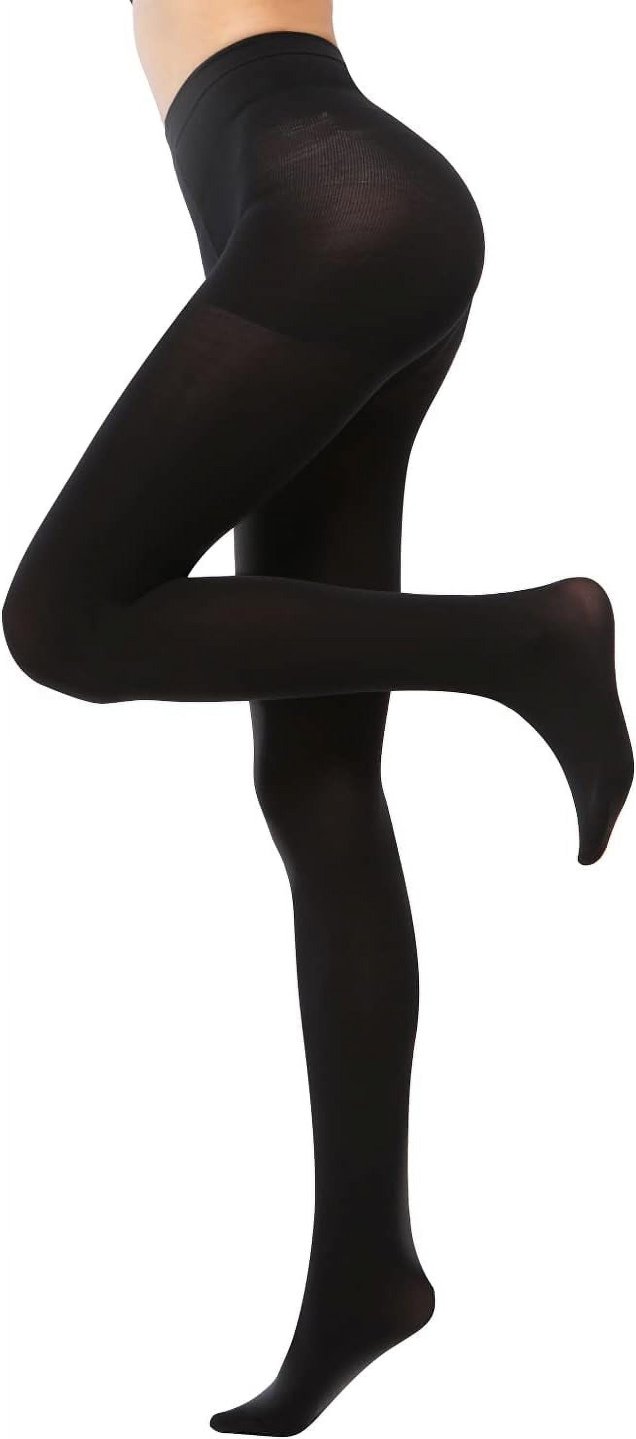 2 Pairs Opaque Tights For Women High Waist Control Top Soft Pantyhose