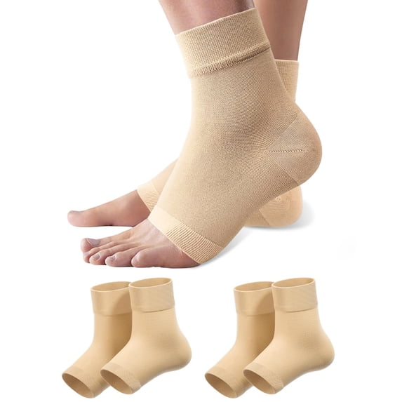 2 Pairs Open Toe Adjustable Ankle Brace Compression Sleeves with Arch Support for Women & Men , Relief for Swelling, Plantar Fasciitis, and Sprains – Step into Comfort and Stability