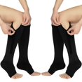 thumbnail image 1 of 2 Pairs Open Toe Zipper Copper Compression Socks for Women & Men Circulation 15-20 mmhg - Better Blood Flow, Swelling, Best Support for Medical, Running, Nursing, 1 of 7