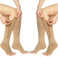 thumbnail image 1 of 2 Pairs Open Toe Zipper Copper Compression Socks for Women & Men Circulation 15-20 mmhg - Better Blood Flow, Swelling, Best Support for Medical, Running, Nursing, 1 of 1