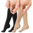 thumbnail image 1 of 2 Pairs Open Toe Zipper Copper Compression Socks for Women & Men 15-20 mmHg - Better Blood Flow, Swelling , Best Support for Medical, Running, Nursing, 1 of 6