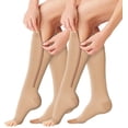 thumbnail image 1 of 2 Pairs Open Toe Zipper Copper Compression Socks for Women & Men Circulation 15-26 mmHg - Better Flow, Swelling , Support for Medical, Running, Nursing, 1 of 6