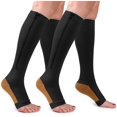 thumbnail image 1 of 2 Pairs Open Toe Zipper Copper Compression Socks for Women & Men Circulation 15-20 mmHg is Best Support for Athletic Running Cycling, Nursing, Travel, 1 of 6
