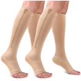 thumbnail image 1 of 2 Pairs Open Toe Zipper Copper Compression Socks for Women & Men Circulation 15-20 mmHg is Best Support for Athletic Running Cycling, Nursing, Travel, 1 of 6