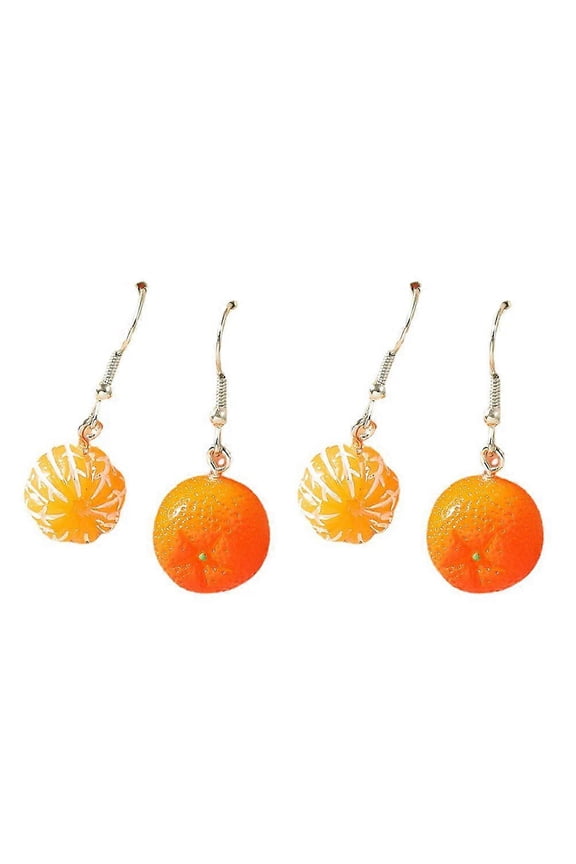 2 Pairs Orange Earrings Women Fruit Stud Earrings Unique Pendant Earring Fashion Ear Jewelry Funny Statement Dangle Drop