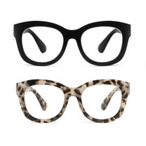 2 Pairs Oversized Retro Reading Glasses for Women, Oprah Style Large Blue Light Blocking Readers