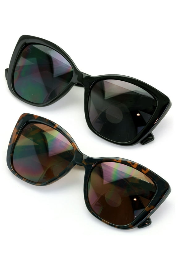 2 Pairs Oversized Women Bifocal Reading Sunglasses Reader Glasses Butterfly Vintage Black Tortoise UV400 +2.50