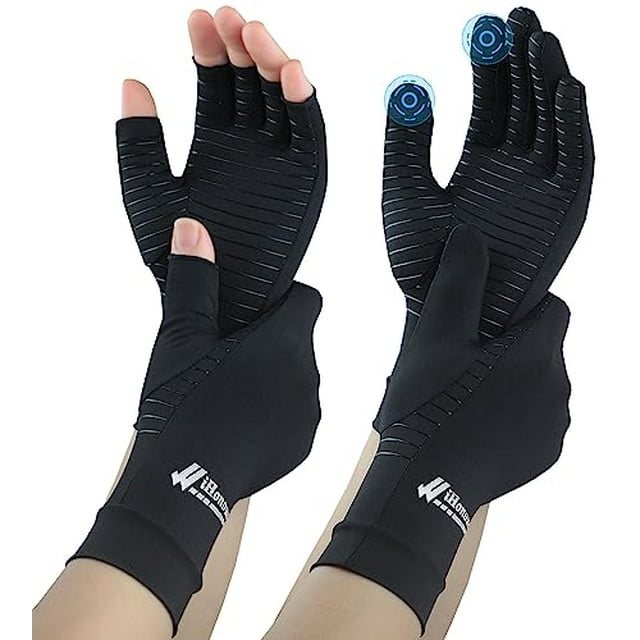 2 Pairs Pack Copper Arthritis Gloves, Compression Gloves for Women Men