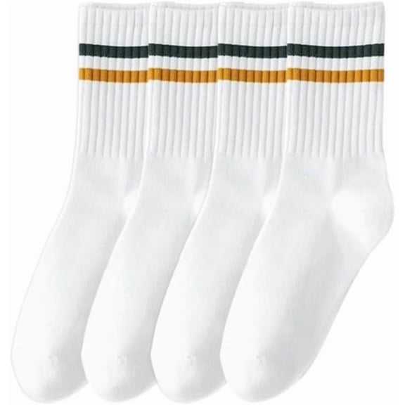 2 Pairs Pilates Grippy Socks 260x150x3mm White Cotton Stripe Non Slip Long Socks for Sports Pure Barre Ballet Dance Workout White diy