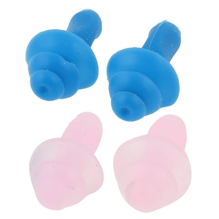 2 Pairs Pink Blue Silicone Ear Plug Earplug Earphone for Swiming Swim Training