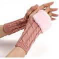 thumbnail image 1 of 2 Pairs Pink Furry Fingerless Gloves Soft Fluffy Thumb Hole Gloves Knitting Winter Crochet Warm Arm Sleeves Faux Fur Hand Wrist Warmer Mitten Bulk for Women Typing Writing Driving Supply, 1 of 1