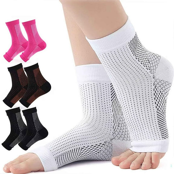 2 Pairs Plantar Fasciitis Foot Compression Sleeves for Injury Rehab & Joint Pain. Ankle Brace - Instant Relief & Support for Achilles Tendonitis, Fallen Arch, Heel Spurs, Swelling & Fatigue/Rose red