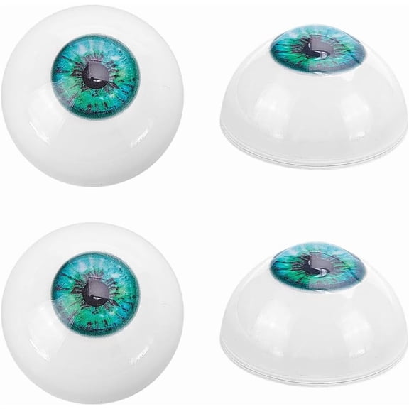 2 Pairs Plastic Craft Eyes Hollow Eyeballs for Doll Making Half Round Aquamarine 32.5x18mm Inner Diameter: 22mm