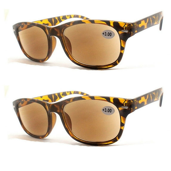 2 Pairs Plastic Rectangular Tinted Reading Glasses Readers +1.00 ~3.50