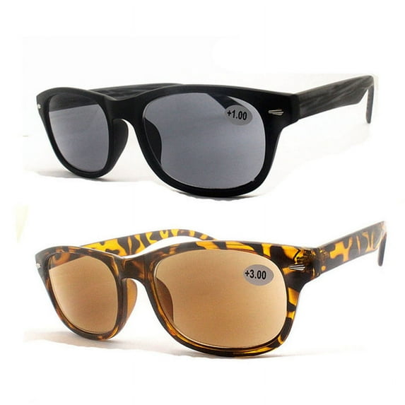 2 Pairs Plastic Rectangular Tinted Reading Glasses Readers +1.00 ~3.50