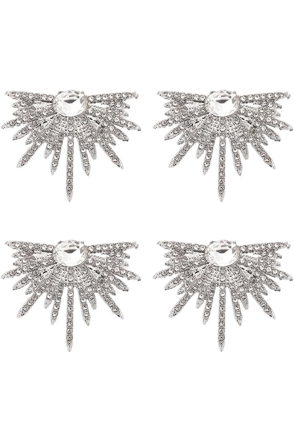 2 Pairs Platinum Rhinestone Statement Earrings 26x33mm Alloy Rhinestone Stud Earrings Fashion Bling Half Round Cluster Pierced Earrings