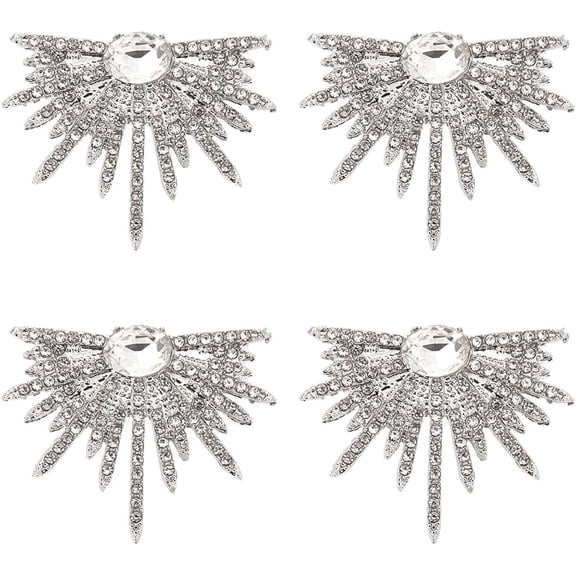 2 Pairs Platinum Rhinestone Statement Earrings 26x33mm Alloy Rhinestone Stud Earrings Fashion Bling Half Round Cluster Pierced Earrings