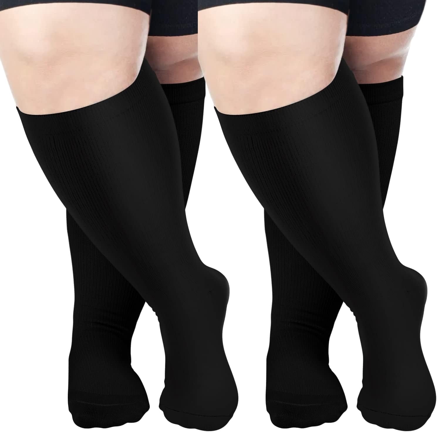 2 Pairs Plus Size Compression Socks Wide Calf, Extra Large Knee High ...