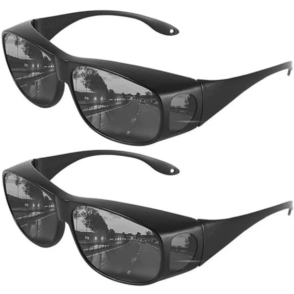 2 Pairs Polarized Sunglasses for Men and Women, Fit Over Day/Night Driving Glasses Anti Glare Polarized Sunglasses Matte Black Frame
