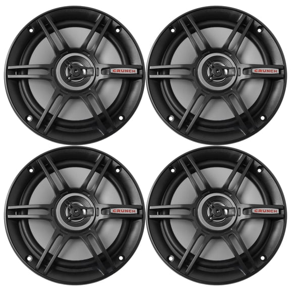 2 Pairs (QTY 4) of Crunch 6.5" Full Range 3-Way 300W Peak Power Shallow Mount Black Automotive Car Speakers