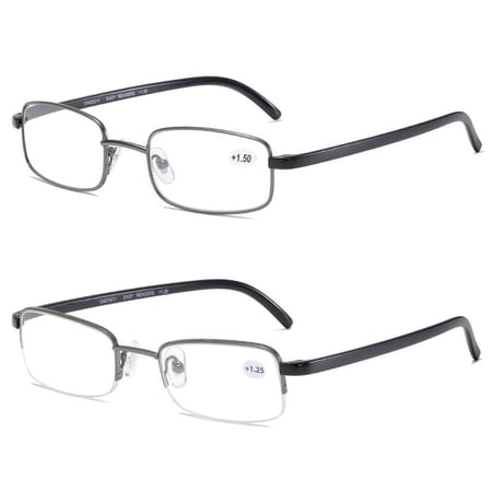 2 Pairs Reading Glasses Blue Light Blocking Full Frame / Half Frame Metal Readers
