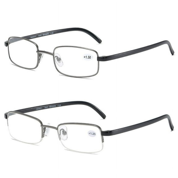 2 Pairs Reading Glasses Blue Light Blocking Full Frame / Half Frame Metal Readers