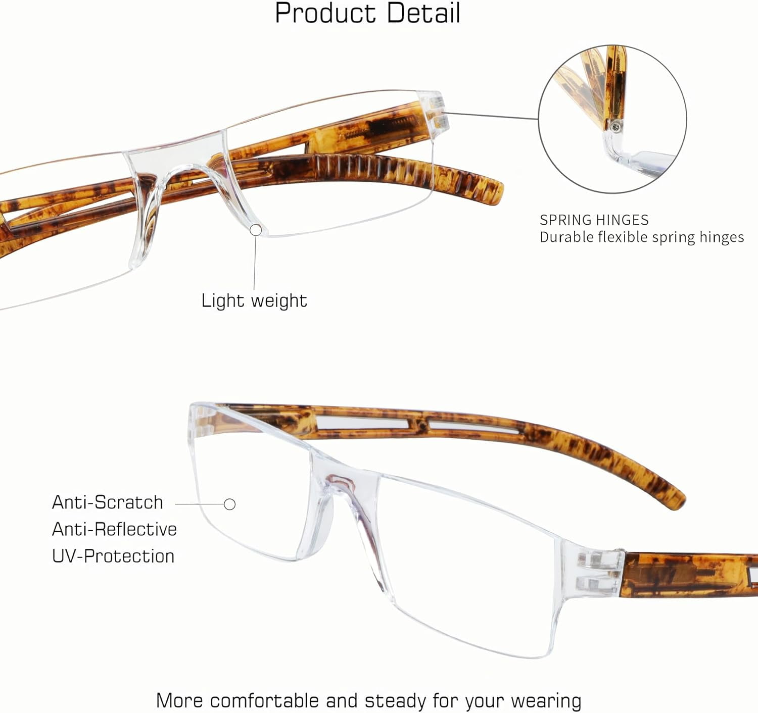 2 Pairs Reading Glasses, Blue Light Blocking Glasses, Computer Reading ...
