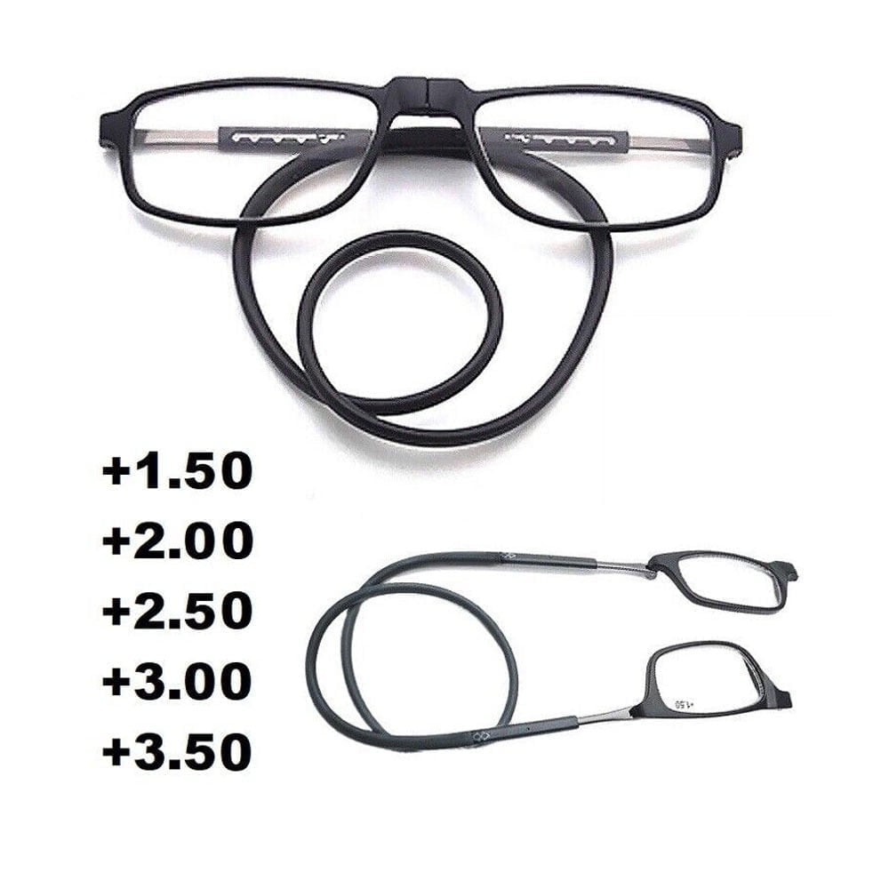 2 Pairs Reading Glasses Hanging Folding Front Click Connect