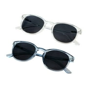 2 Pairs Reading Sunglasses with UV400 Protection Lens for Women,Trendy Driving Sun Glasses Shades Clear Blue+Clear, +1.50 Magnification