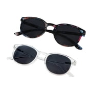 2 Pairs Reading Sunglasses with UV400 Protection Lens for Women,Trendy Driving Sun Glasses Shades Pink+Clear, +1.00 Magnification