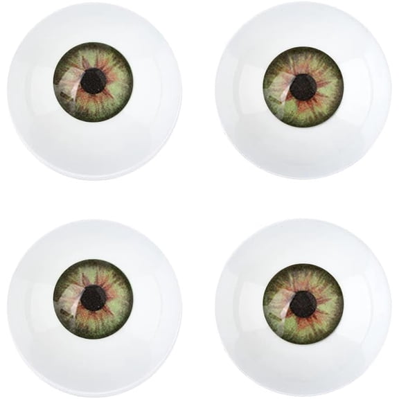 2 Pairs Realistic Acrylic Eyes 33mm Diameter Hollow Eyeball Craft Plastic Eyeballs for Halloween Party Decor Art Dolls Props (Green)
