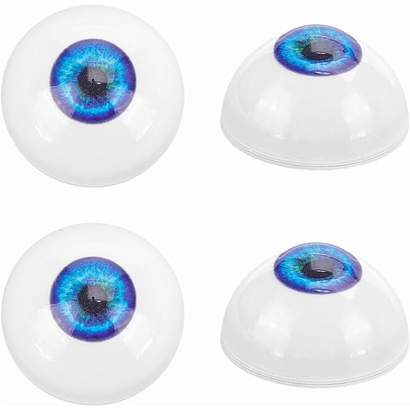 2 Pairs Realistic Eyes 32.5mm Acrylic Eyeball Human Eyes Eyeballs Plastic Eyeballs Half Round Eyeballs Puppet Bear Craft Eyes Eyeballs Making for DIY Puppet Plush Party Decor Blue diy