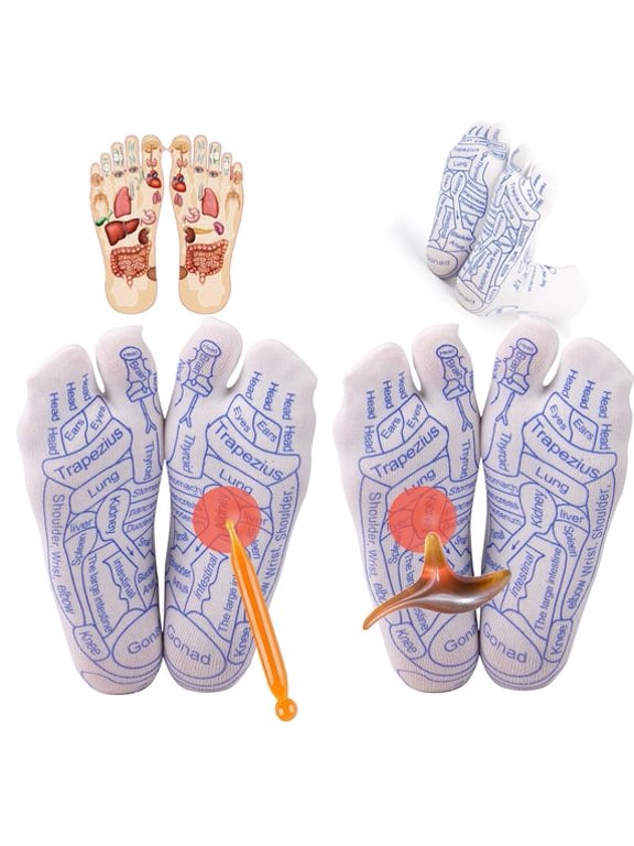 2 Pairs Reflexology Socks with Trigger Point Massage Tool, Foot Acupressure Reflexologh Socks with Massage Socks Tools ,Relief Remedy for Foot Massage(Men)