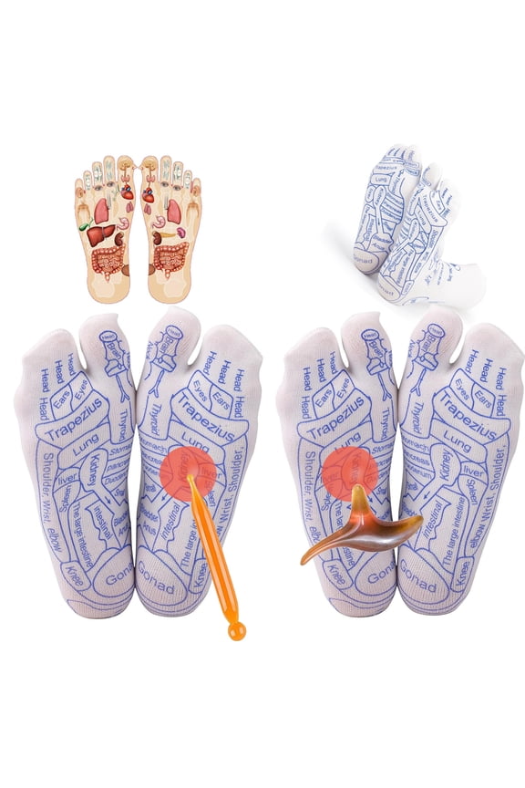 2 Pairs Reflexology Socks with Trigger Point Massage Tool, Foot Acupressure Reflexologh Socks with Massage  Socks Tools ,Relief Remedy for Foot Massage(Women,2Pair)