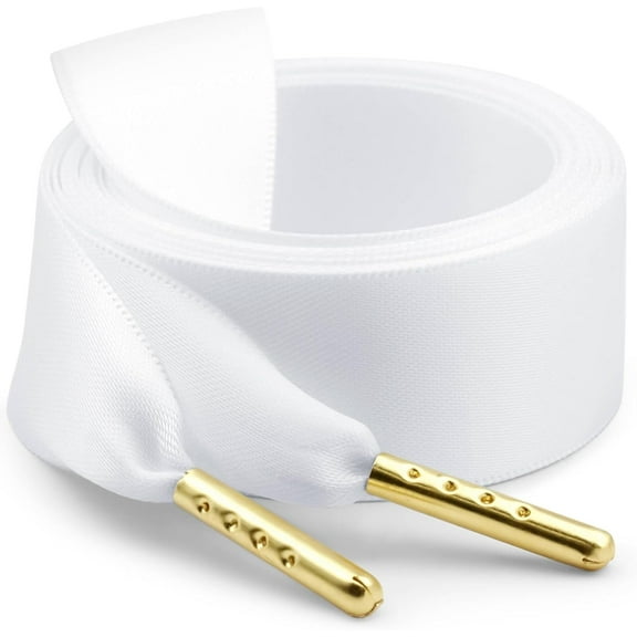 2 Pairs Ribbon Satin Sneakers Shoelaces: 20mm Wide Flat Silk Shoe Laces - 47 inch / 120CM