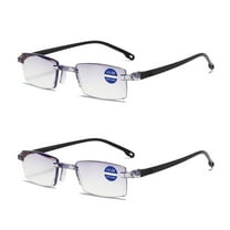 2 Pairs Rimless Blue Light Blocking Reading Glasses Diamond Cut Edge Readers for Men  1.00