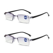 2 Pairs Rimless Blue Light Blocking Reading Glasses Diamond Cut Edge Readers for Men +1.50