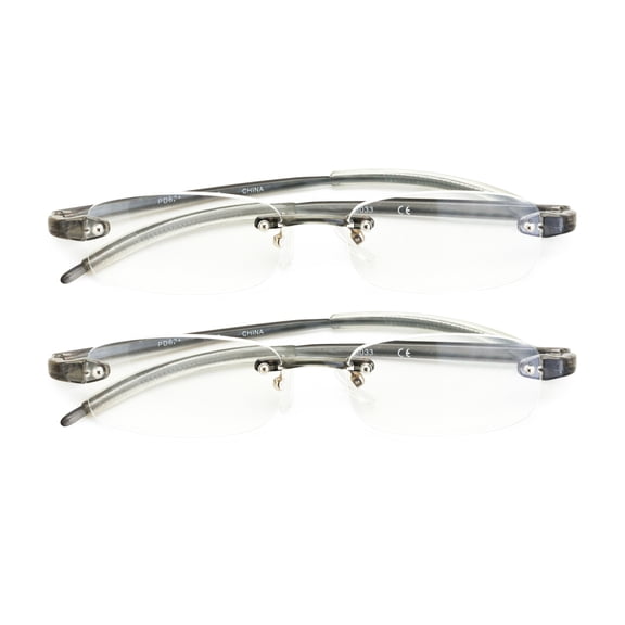 2 Pairs Rimless Lightweight Slim Modern Reading Glasses - Clear Lens Reader +2.00