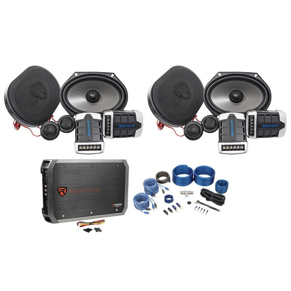2) Pairs Rockville RV68.2C 6x8/5x7 Component Car Speakers+4-Ch Amplifier+Amp Kit