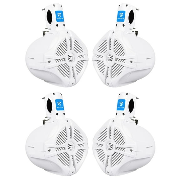 2 Pairs Rockville RWB65W 6.5" White Marine Wakeboard Tower Speakers - 1000 Watts