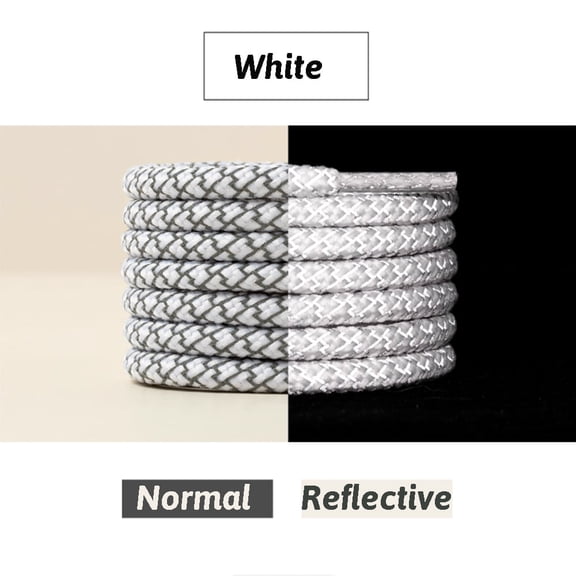 2 Pairs Round Shoe Laces Reflective Shoe Laces for Sneakers, Boots and Athletic Shoes, Shoe Strings, Boots, Work Boots & Hiking Shoes - 47 inch / 120CM