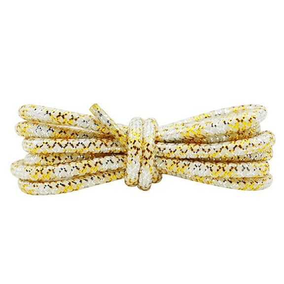 2 Pairs Round Shoe Laces for Sneakers 1/5" Colorful Gold Silver diamond Shape Shoelaces for Athletic Shoes - 47 inch / 120CM